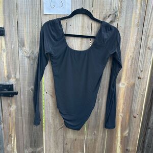 Smoothez by Aerie  XL Black Long Sleeve Scoop Neck Bodysuit Seamless Casual Top